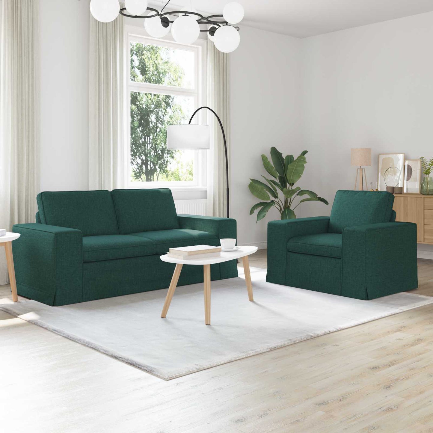Set di divani 2 pcs Verde Scuro 182 x 80 x 82 cm Tessuto