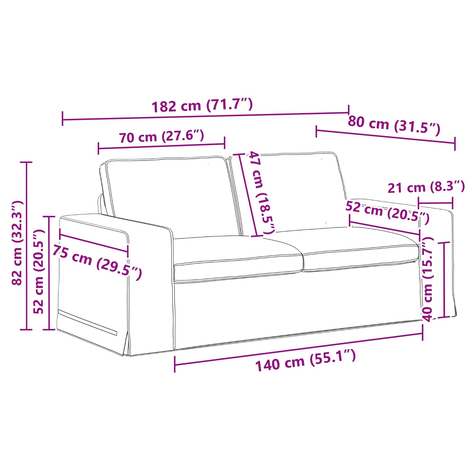 Set di divani 2 pcs Verde Scuro 182 x 80 x 82 cm Tessuto | homemem39