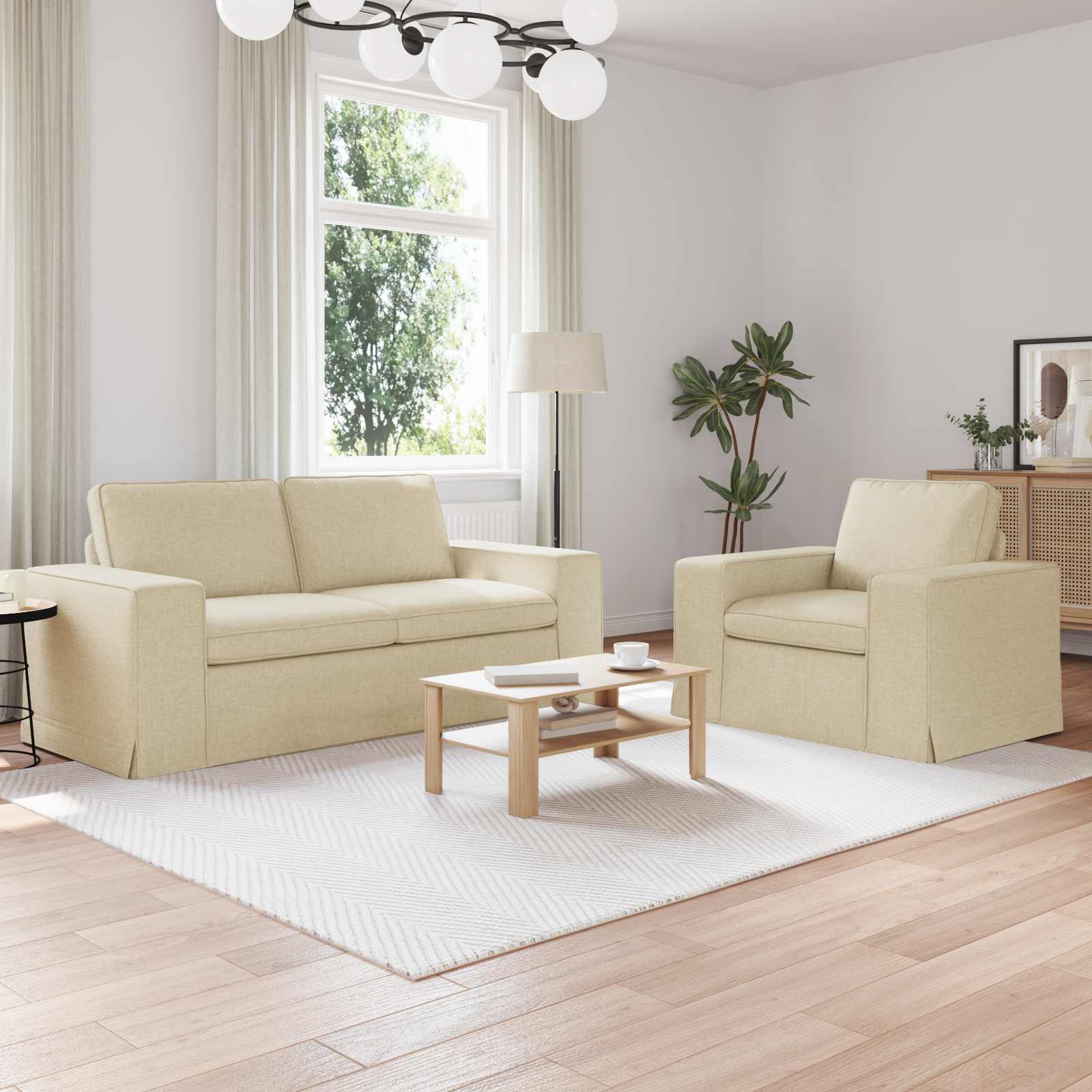 Set di divani 2 pcs Crema 182 x 80 x 82 cm Tessuto | homemem39