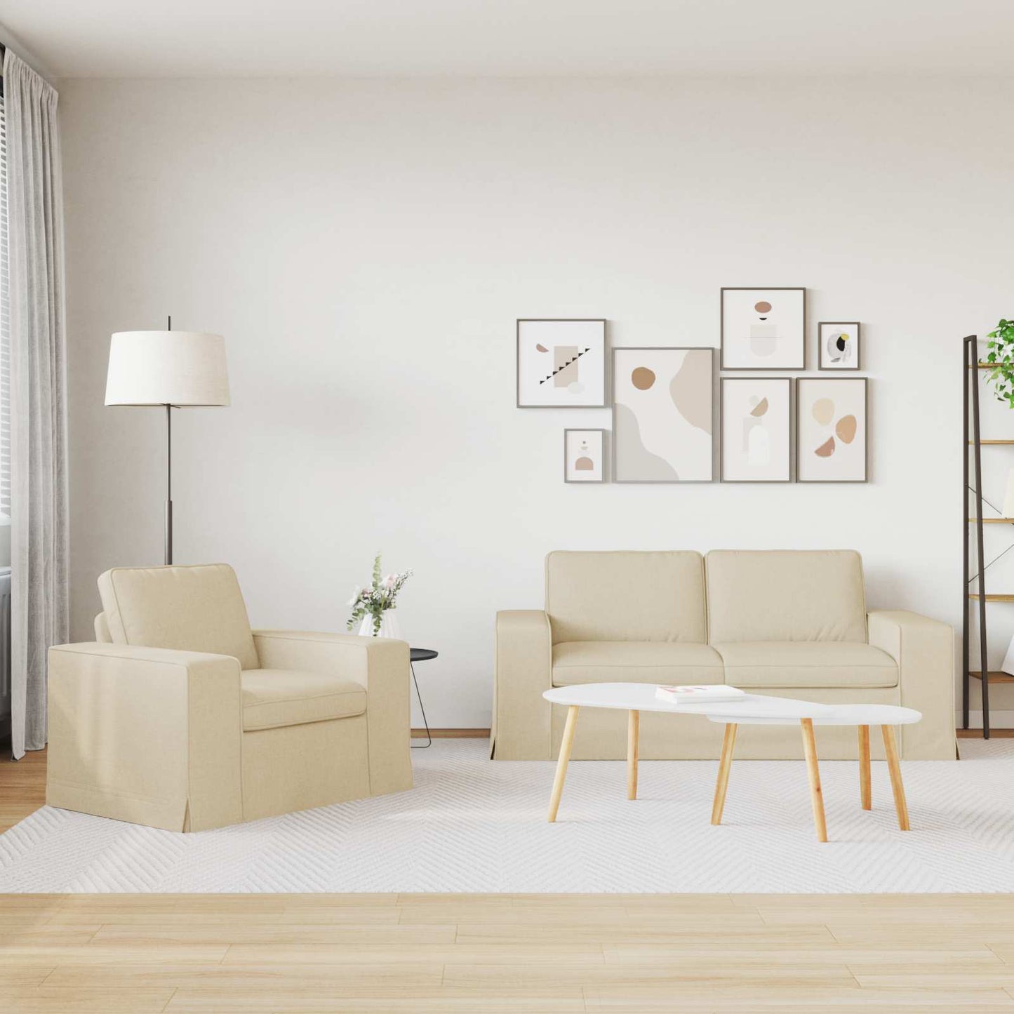 Set di divani 2 pcs Crema 182 x 80 x 82 cm Tessuto