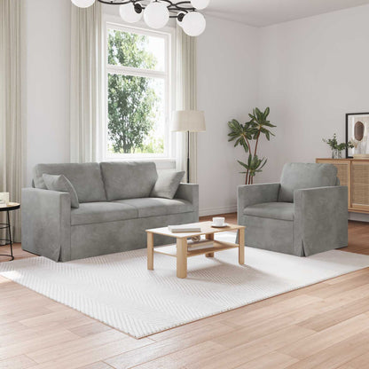 Set di divani 2 pcs Grigio chiaro 158 x 78 x 80 cm Velluto | homemem39