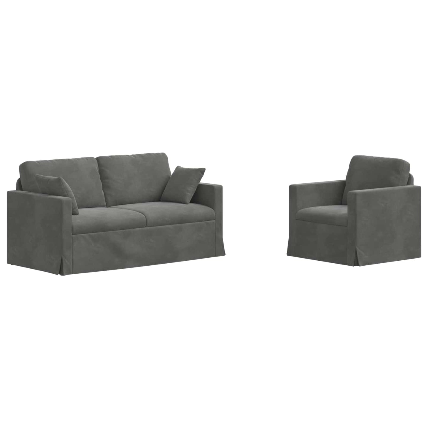 Set di divani 2 pcs Grigio scuro 158 x 78 x 80 cm Velluto