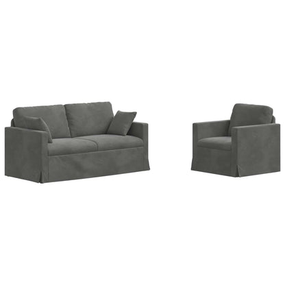 Set di divani 2 pcs Grigio scuro 158 x 78 x 80 cm Velluto