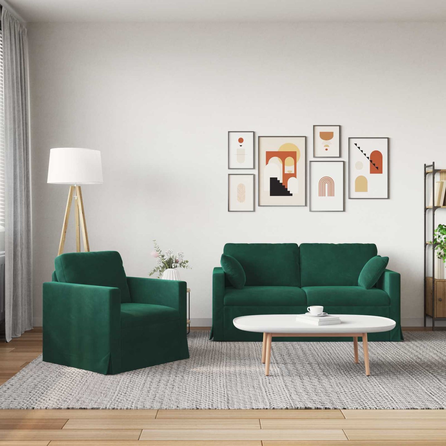 Set di divani 2 pcs Verde Scuro 158 x 78 x 80 cm Velluto | homemem39