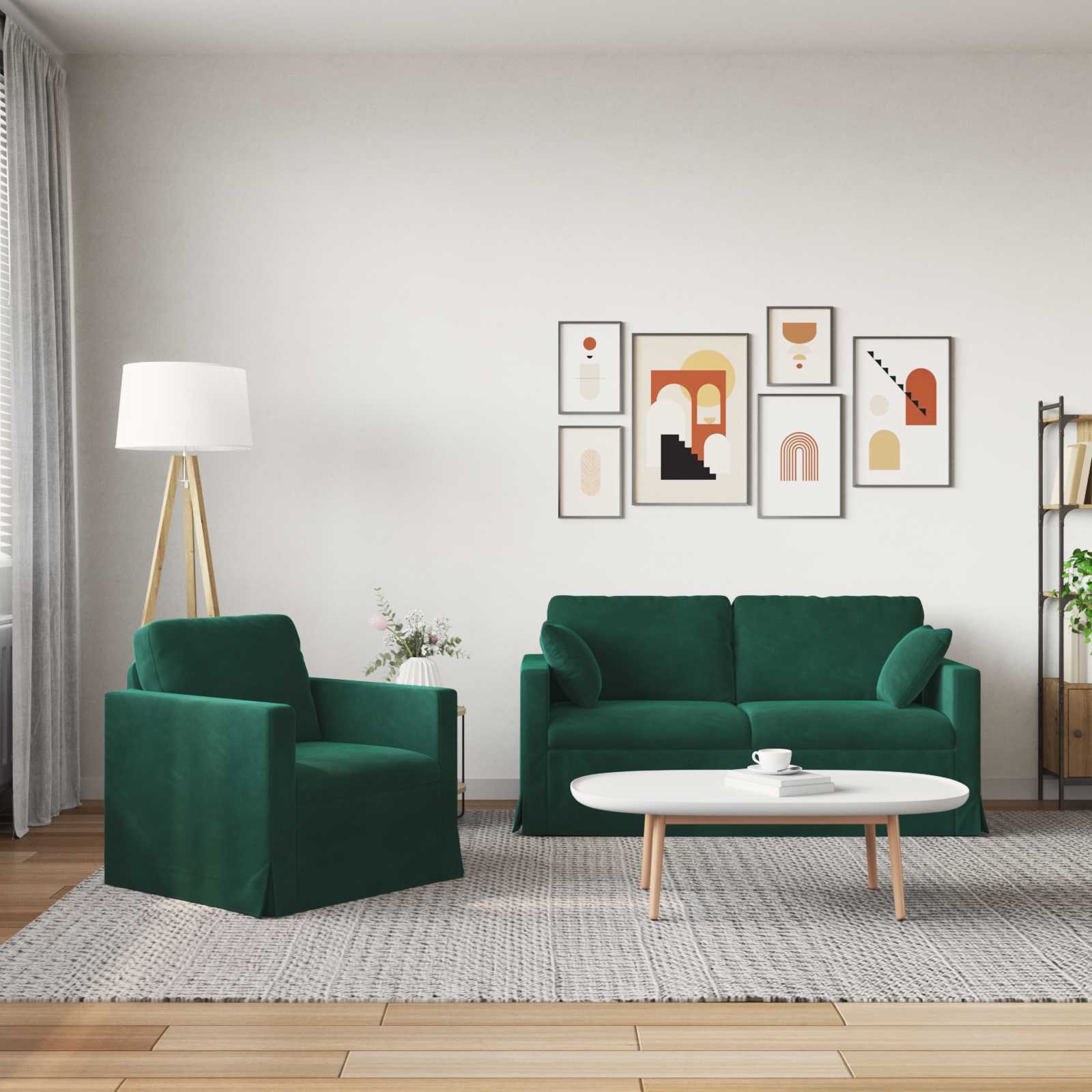 Set di divani 2 pcs Verde Scuro 158 x 78 x 80 cm Velluto | homemem39
