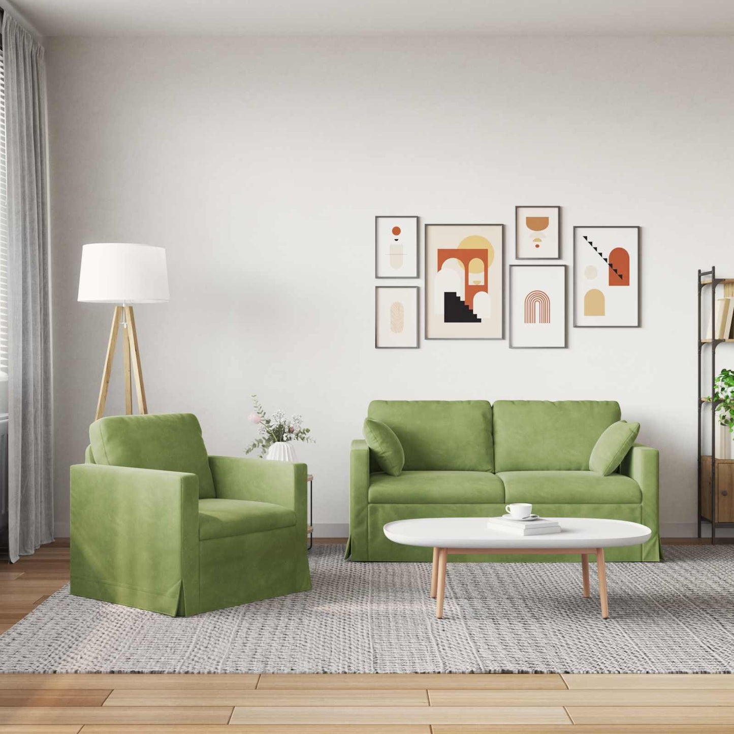 Set di divani 2 pcs Verde chiaro 158 x 78 x 80 cm Velluto
