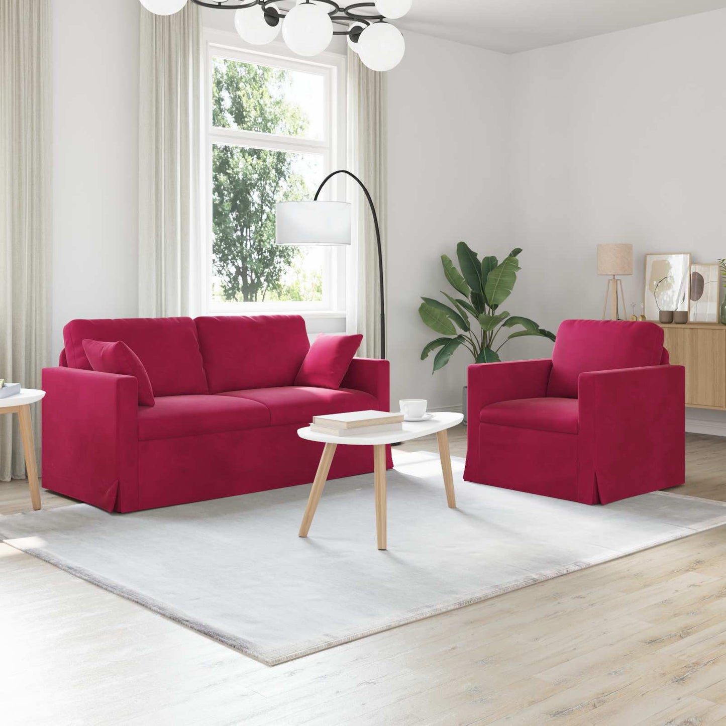 Set di divani 2 pcs Rosso Vino 158 x 78 x 80 cm Velluto | homemem39