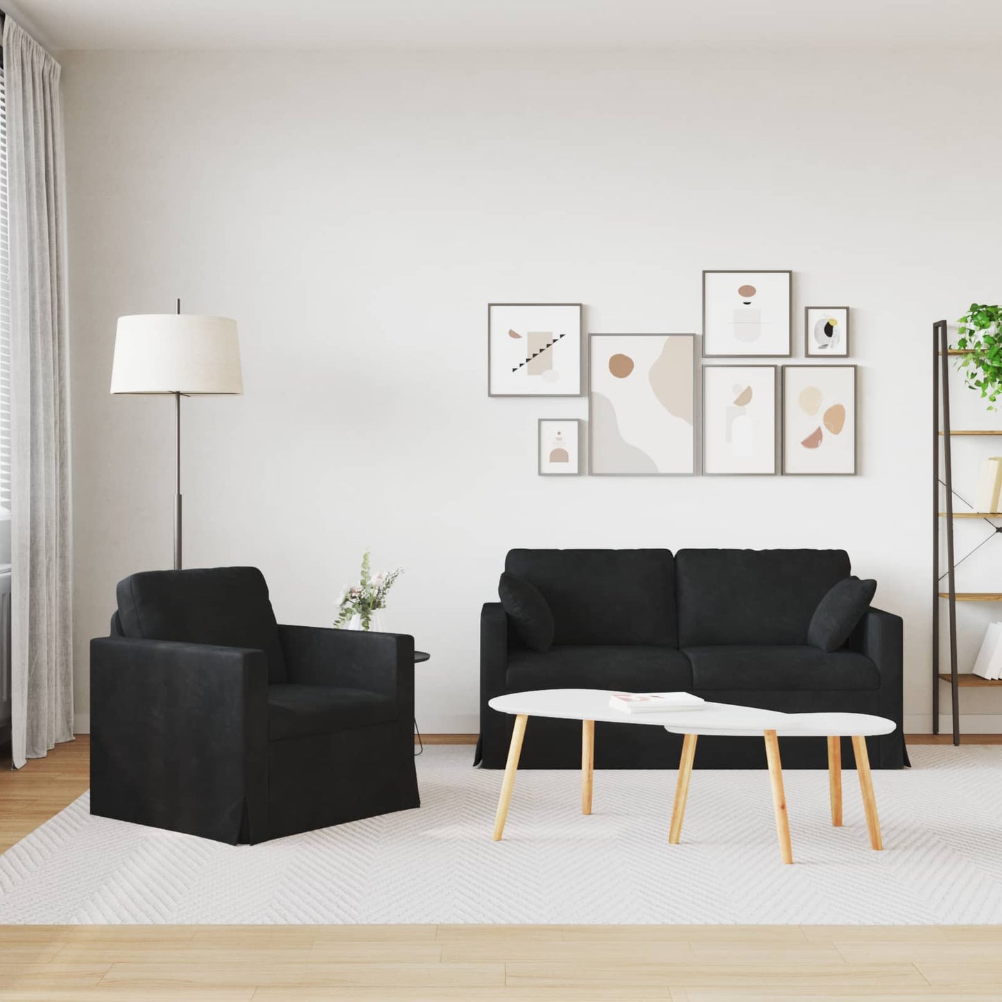 Set di divani 2 pcs Nero 158 x 78 x 80 cm Velluto