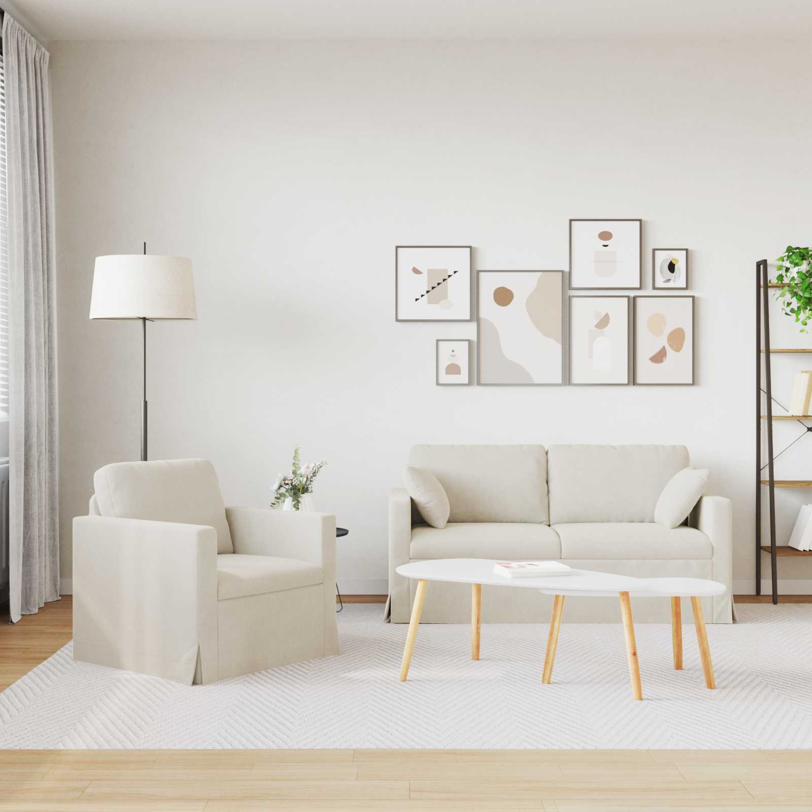 Set di divani 2 pcs Crema 158 x 78 x 80 cm Velluto | homemem39