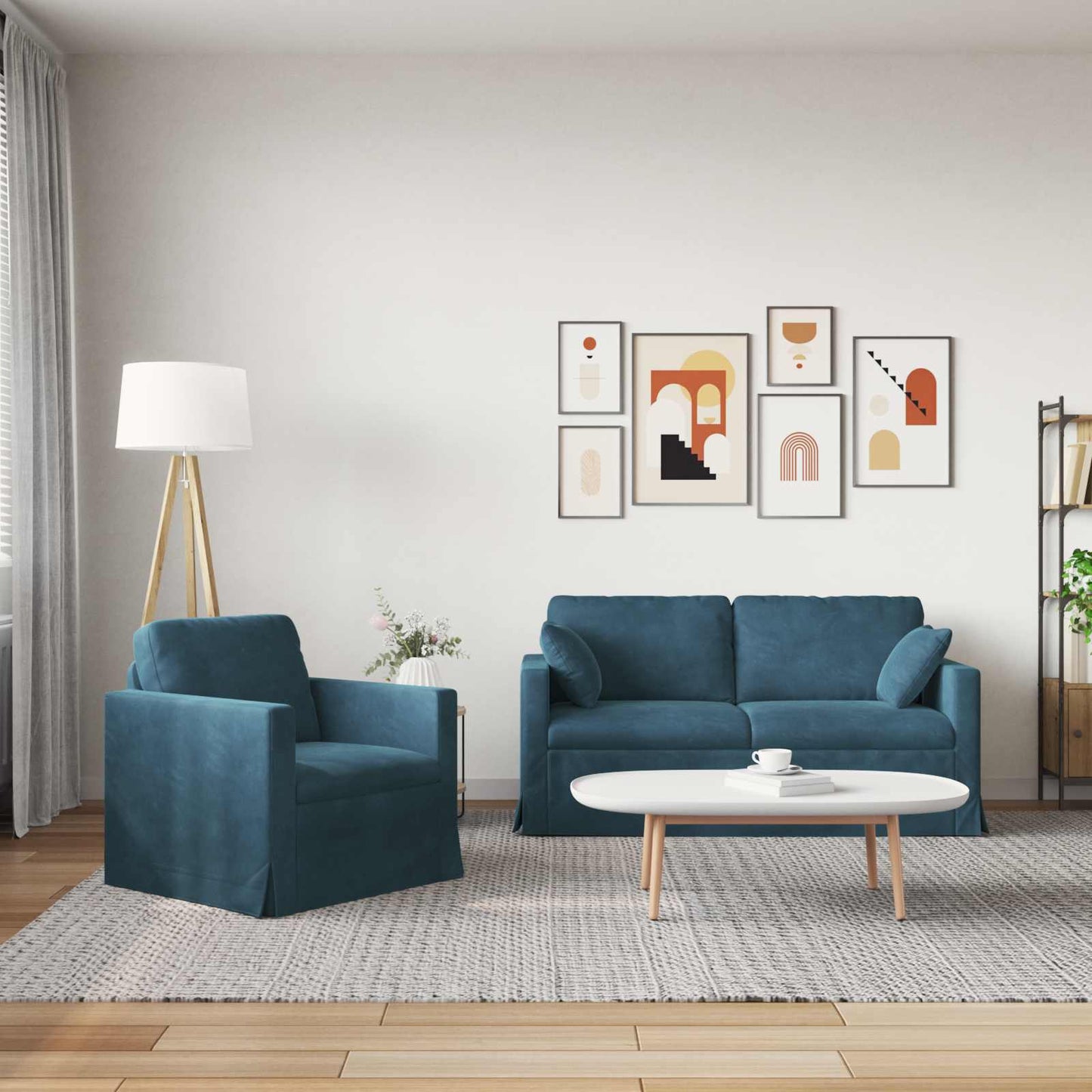 Set di divani 2 pcs Blu 158 x 78 x 80 cm Velluto | homemem39