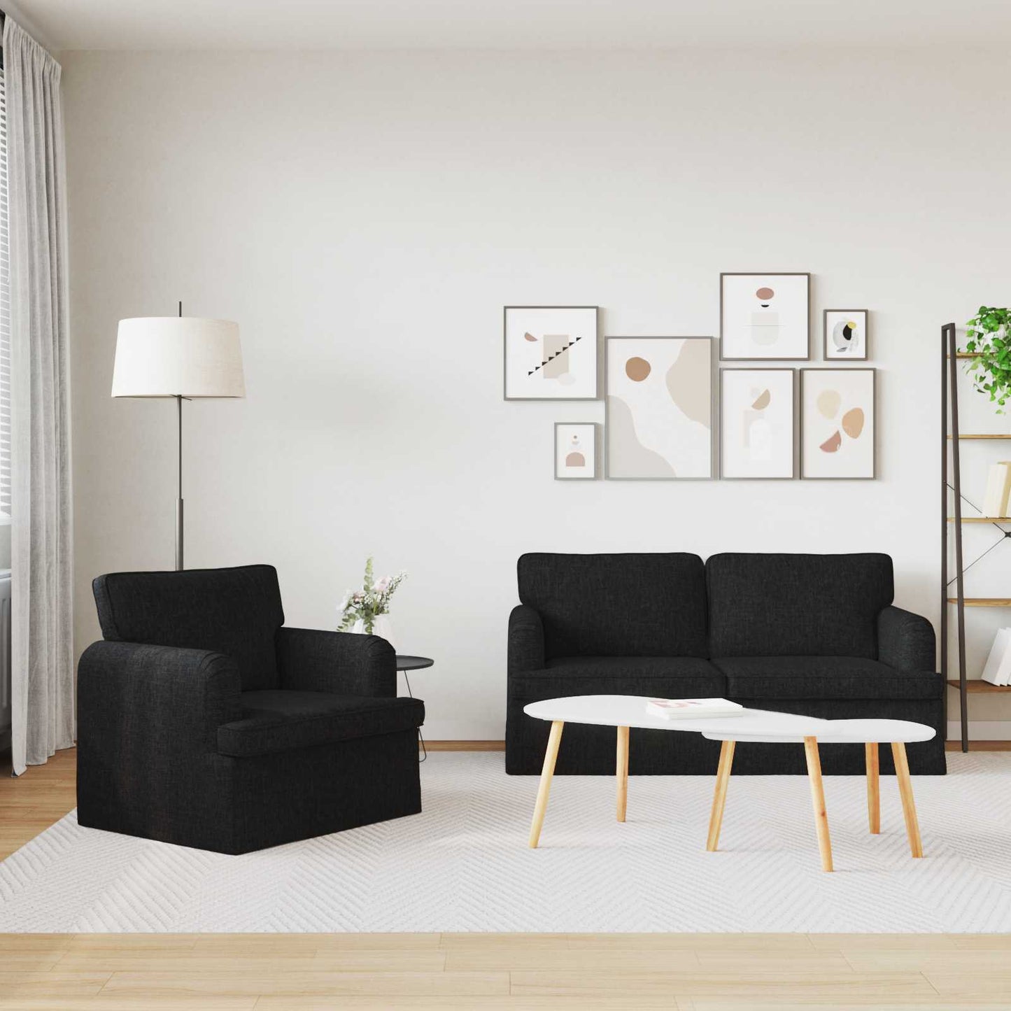 Set di divani 2 pcs Nero 162 x 80 x 85 cm Tessuto