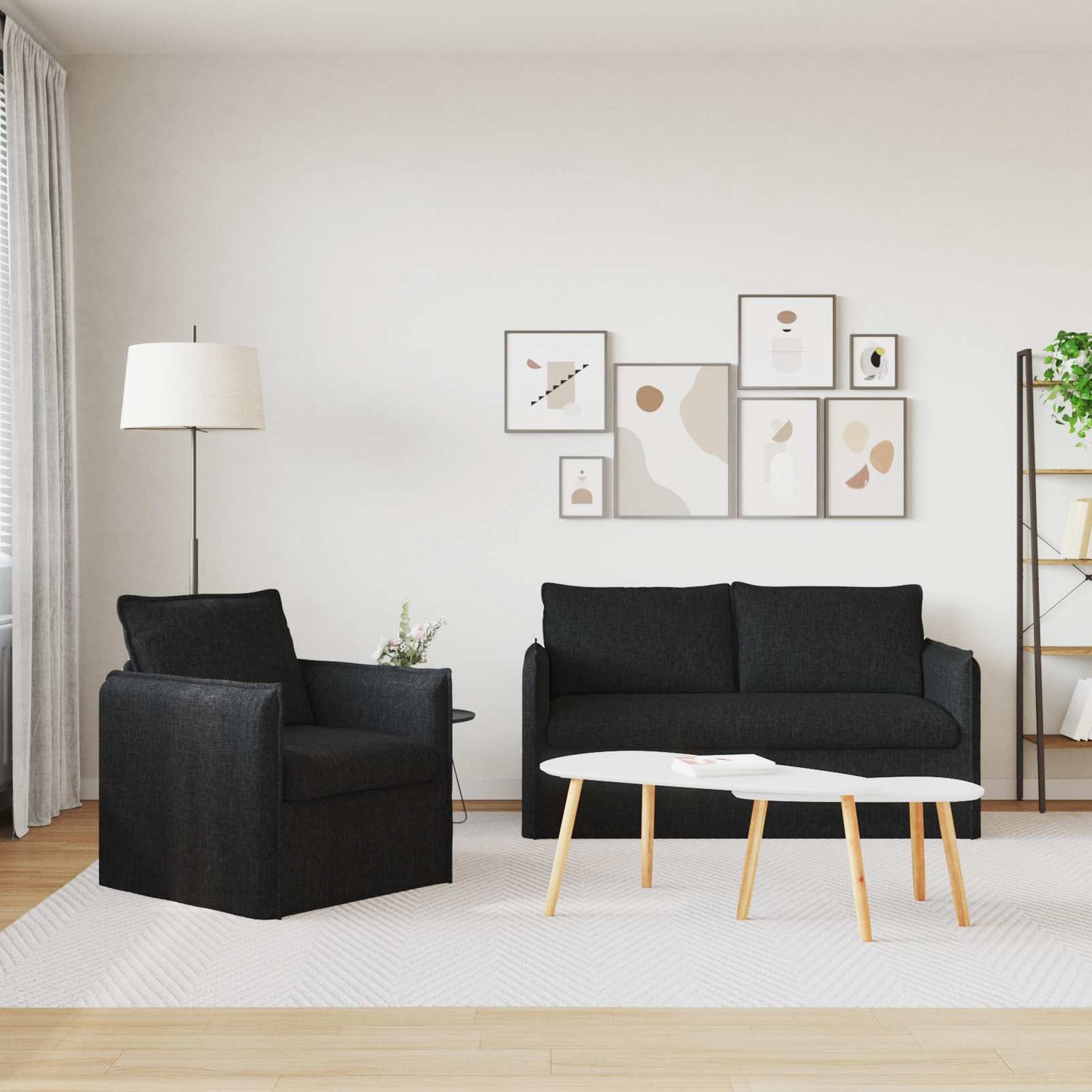 Set di divani 2 pcs Nero 156 x 82 x 85 cm Tessuto