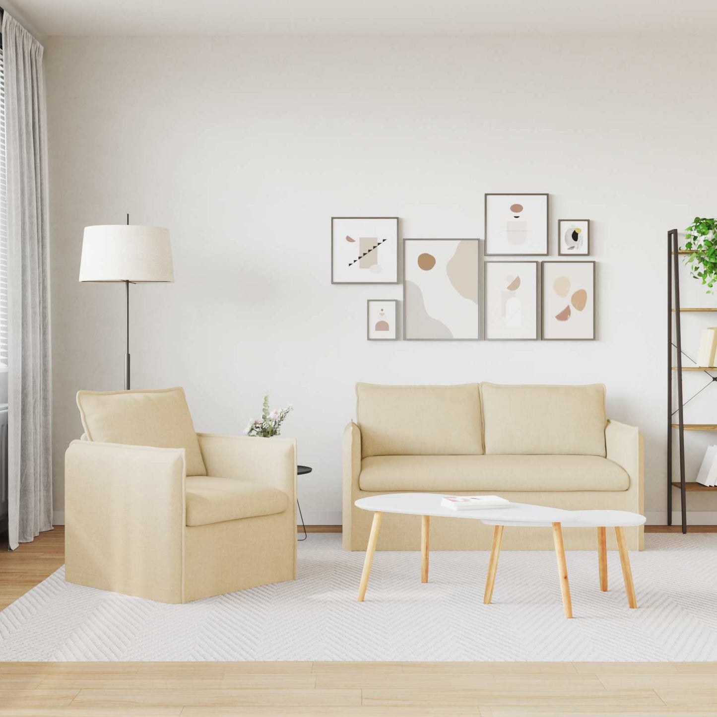 Set di divani 2 pcs Crema 156 x 82 x 85 cm Tessuto