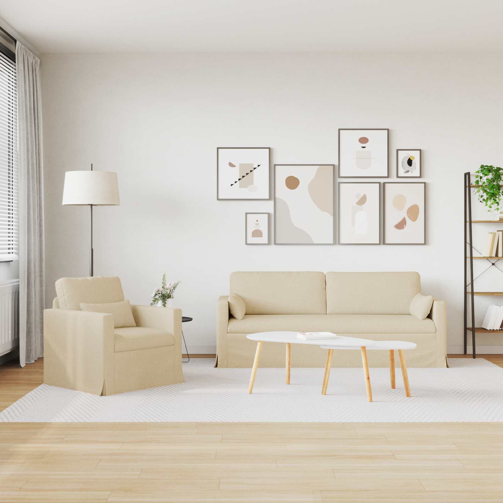 Set di divani 2 pcs Crema 198 x 78 x 80 cm Tessuto | homemem39