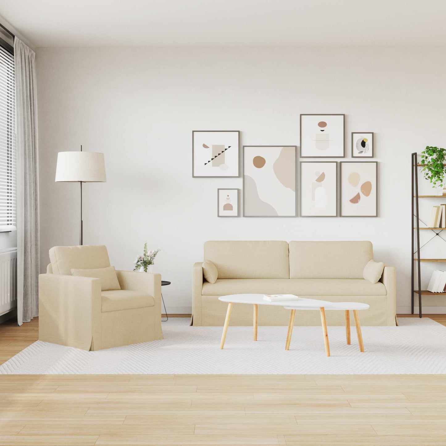 Set di divani 2 pcs Crema 198 x 78 x 80 cm Tessuto