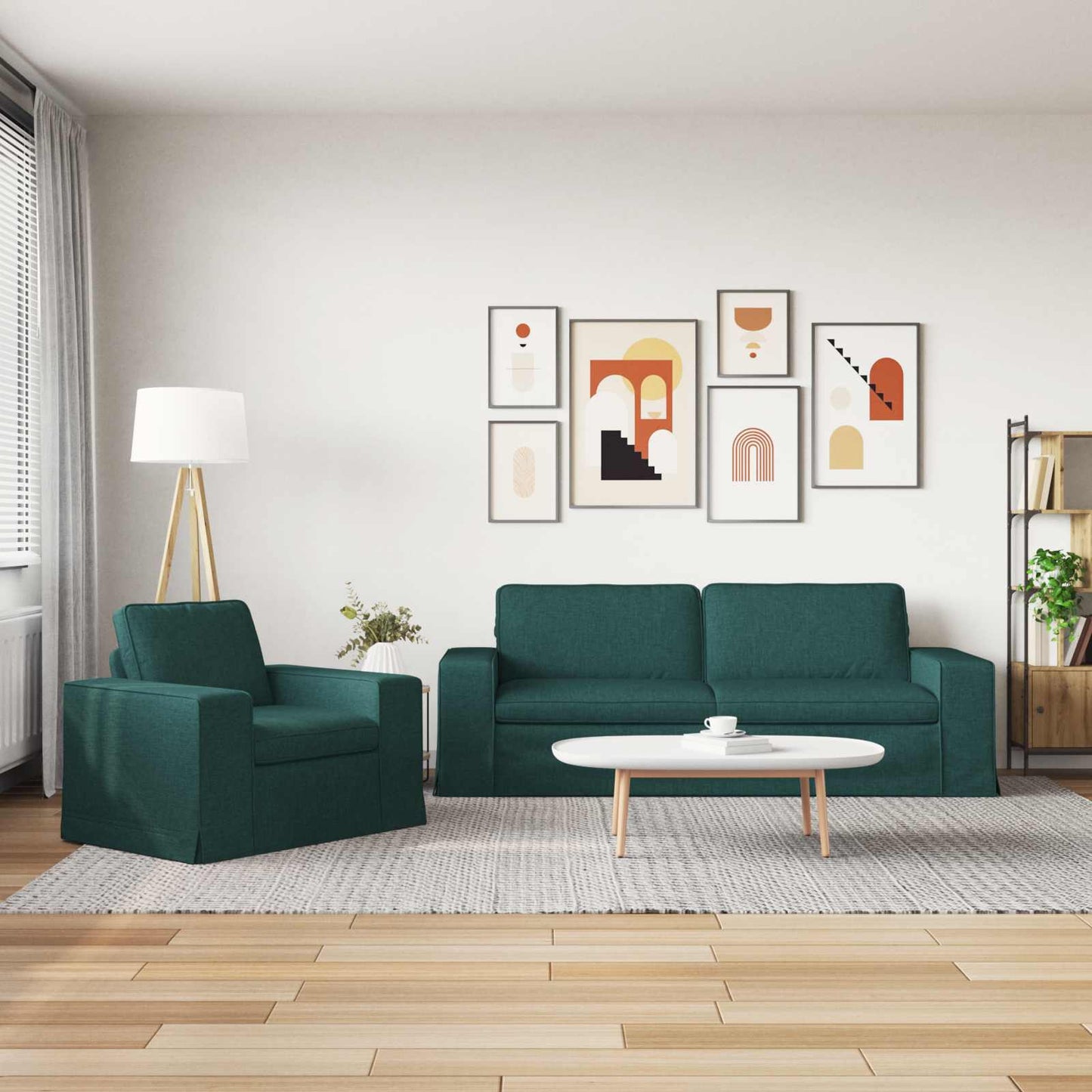 Set di divani 2 pcs Verde Scuro 222 x 80 x 82 cm Tessuto
