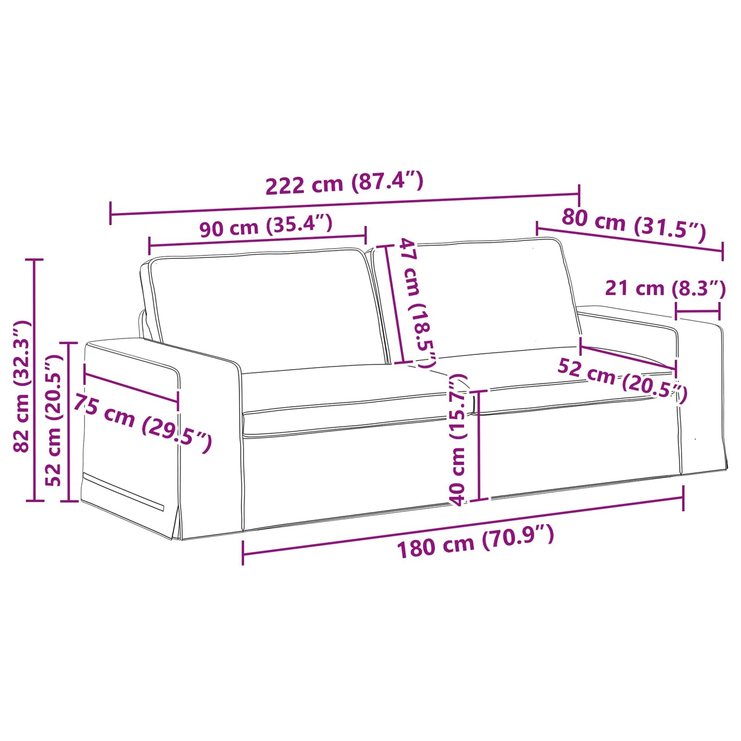 Set di divani 2 pcs Blu 222 x 80 x 82 cm Tessuto | homemem39
