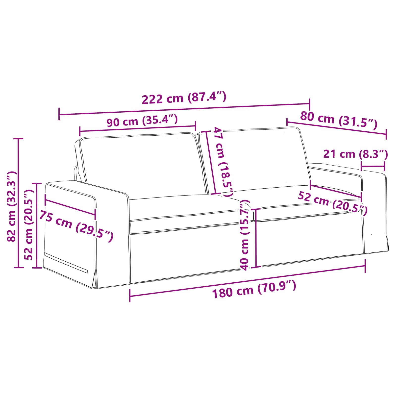 Set di divani 2 pcs Blu 222 x 80 x 82 cm Tessuto | homemem39