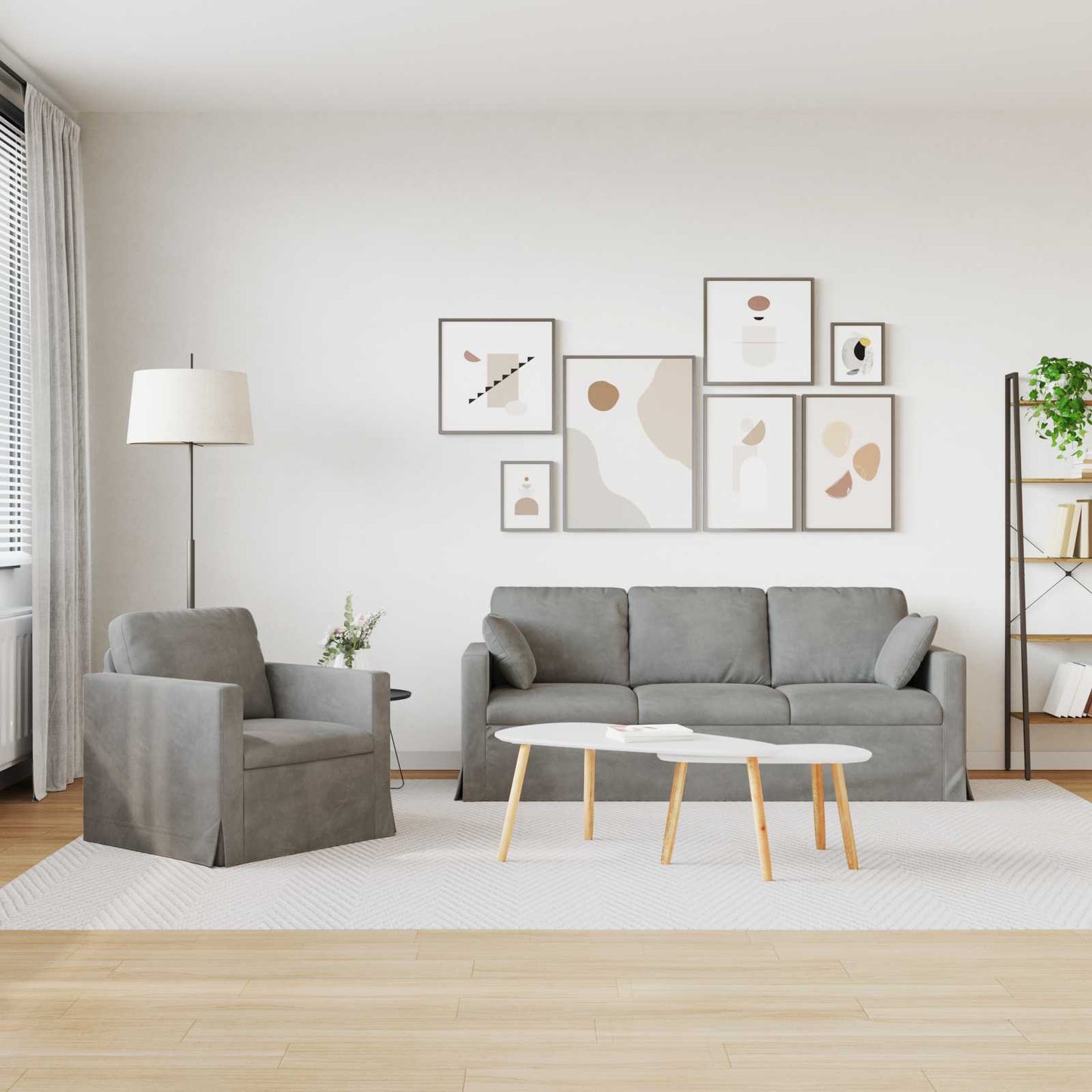 Set di divani 2 pcs Grigio chiaro 198 x 78 x 80 cm Velluto