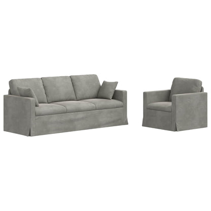 Set di divani 2 pcs Grigio chiaro 198 x 78 x 80 cm Velluto