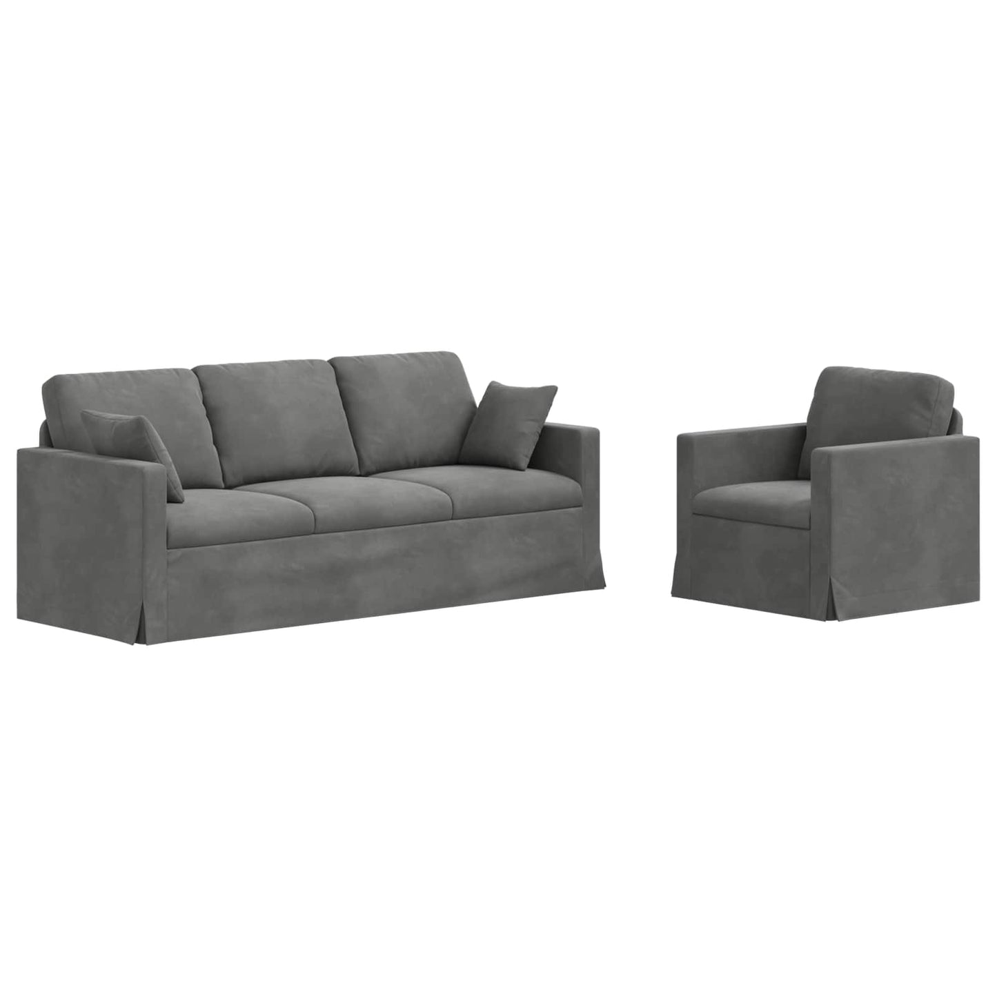 Set di divani 2 pcs Grigio scuro 198 x 78 x 80 cm Velluto | homemem39