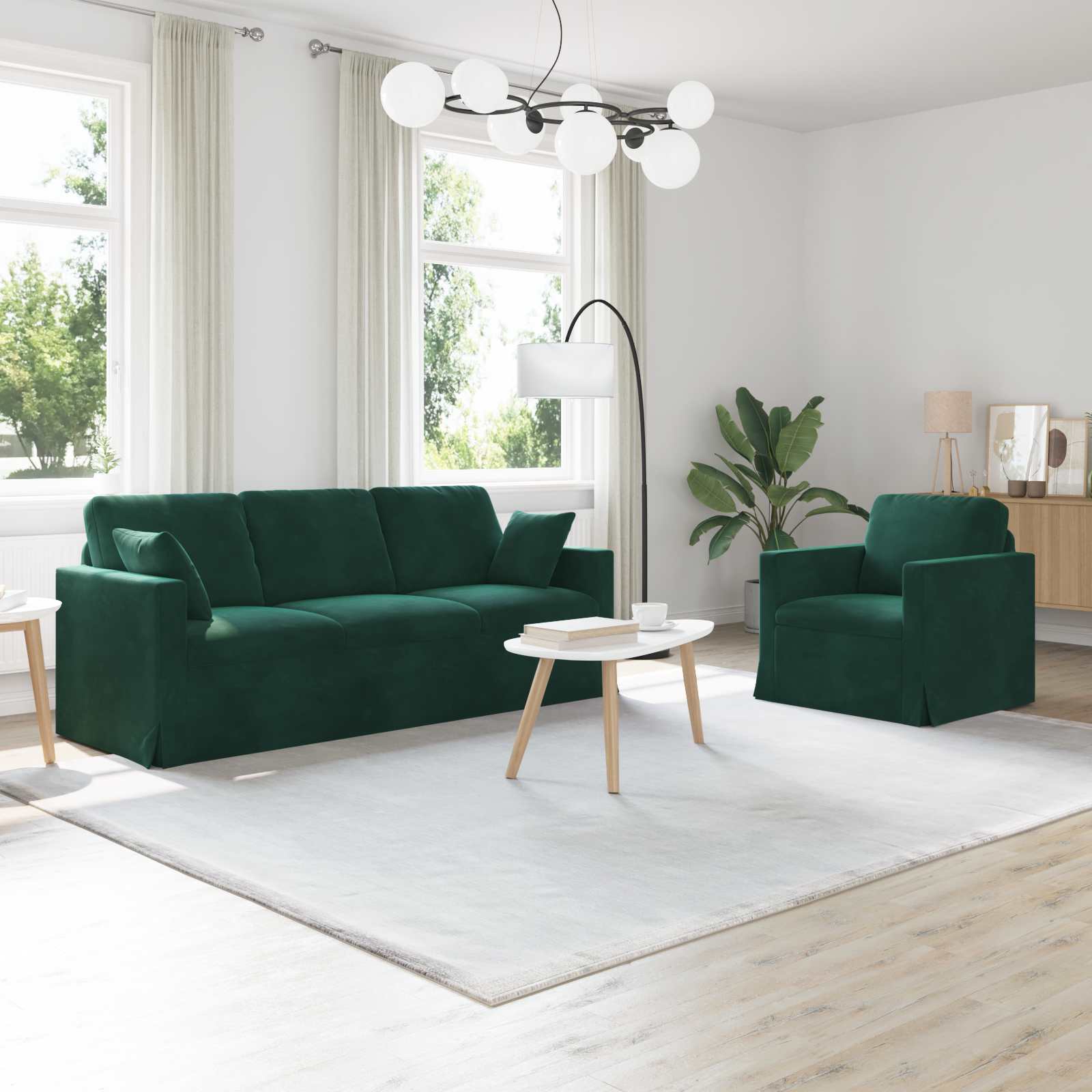 Set di divani 2 pcs Verde Scuro 198 x 78 x 80 cm Velluto | homemem39