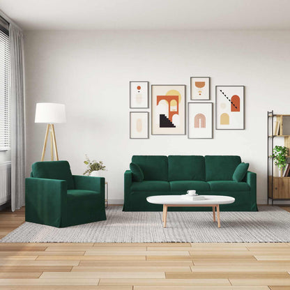 Set di divani 2 pcs Verde Scuro 198 x 78 x 80 cm Velluto | homemem39