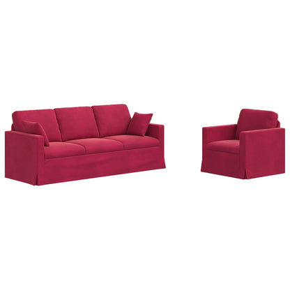 Set di divani 2 pcs Rosso Vino 198 x 78 x 80 cm Velluto | homemem39