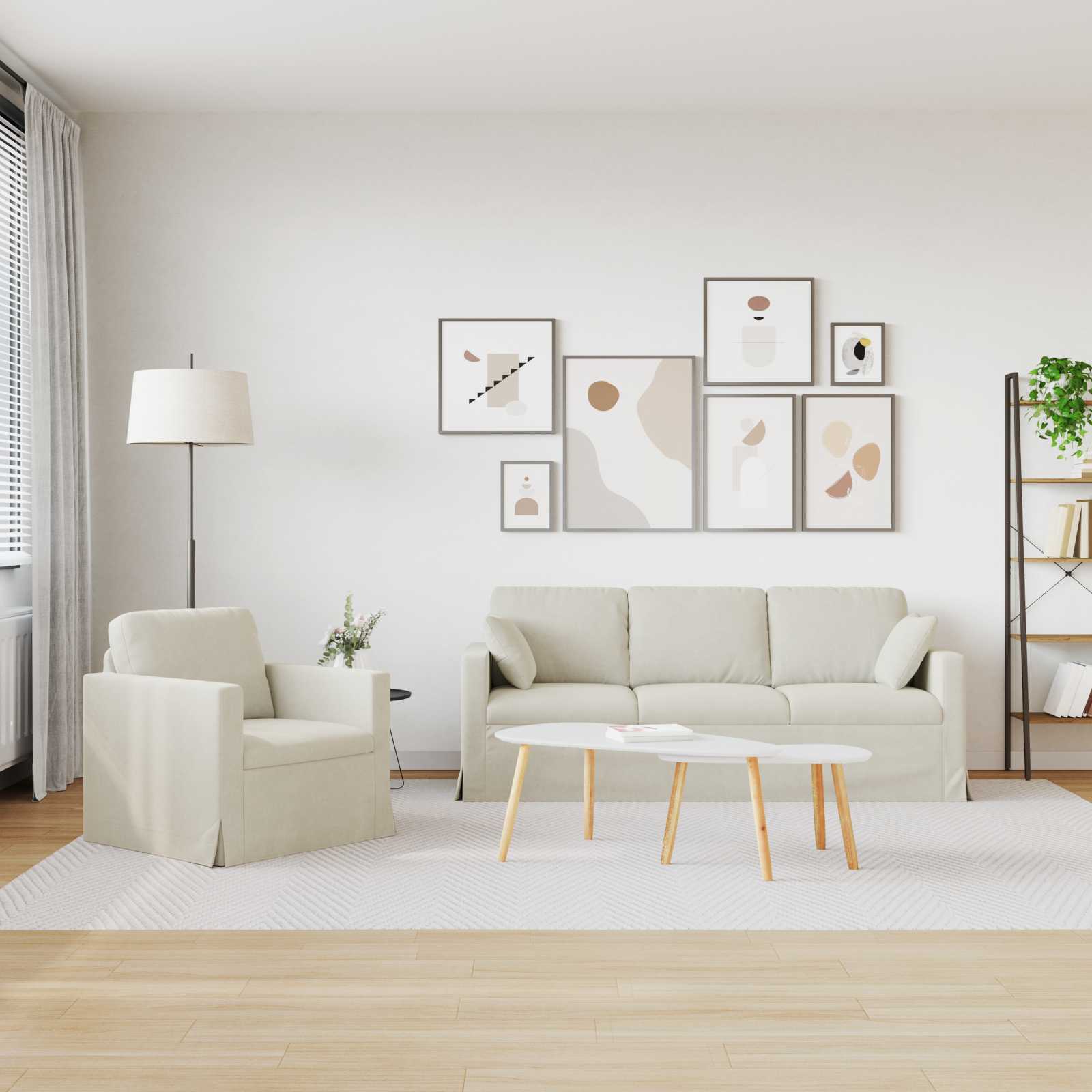 Set di divani 2 pcs Crema 198 x 78 x 80 cm Velluto | homemem39
