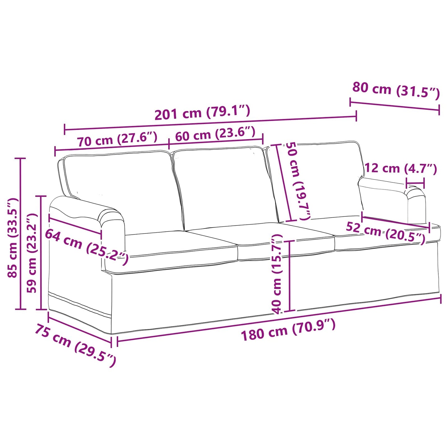 Set di divani 2 pcs Verde Scuro 201 x 80 x 85 cm Tessuto | homemem39