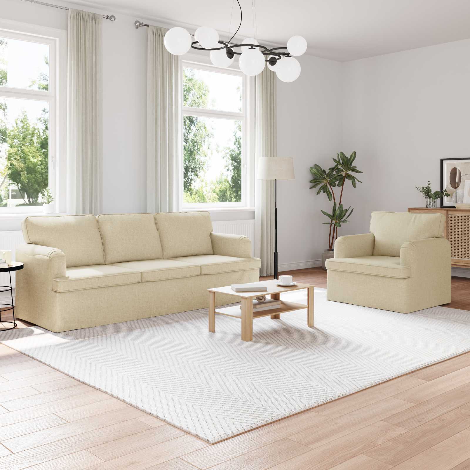 Set di divani 2 pcs Crema 201 x 80 x 85 cm Tessuto | homemem39
