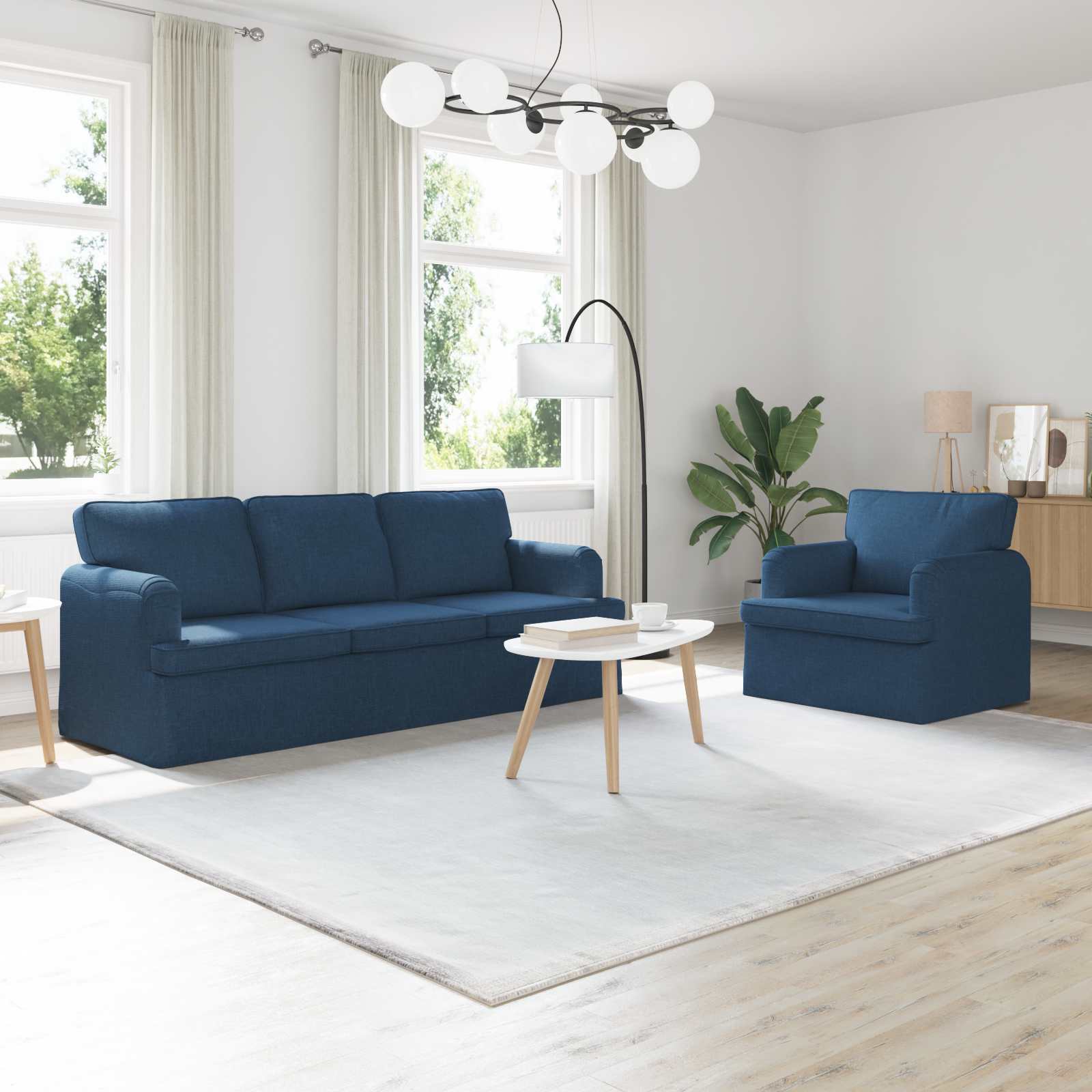 Set di divani 2 pcs Blu 201 x 80 x 85 cm Tessuto | homemem39