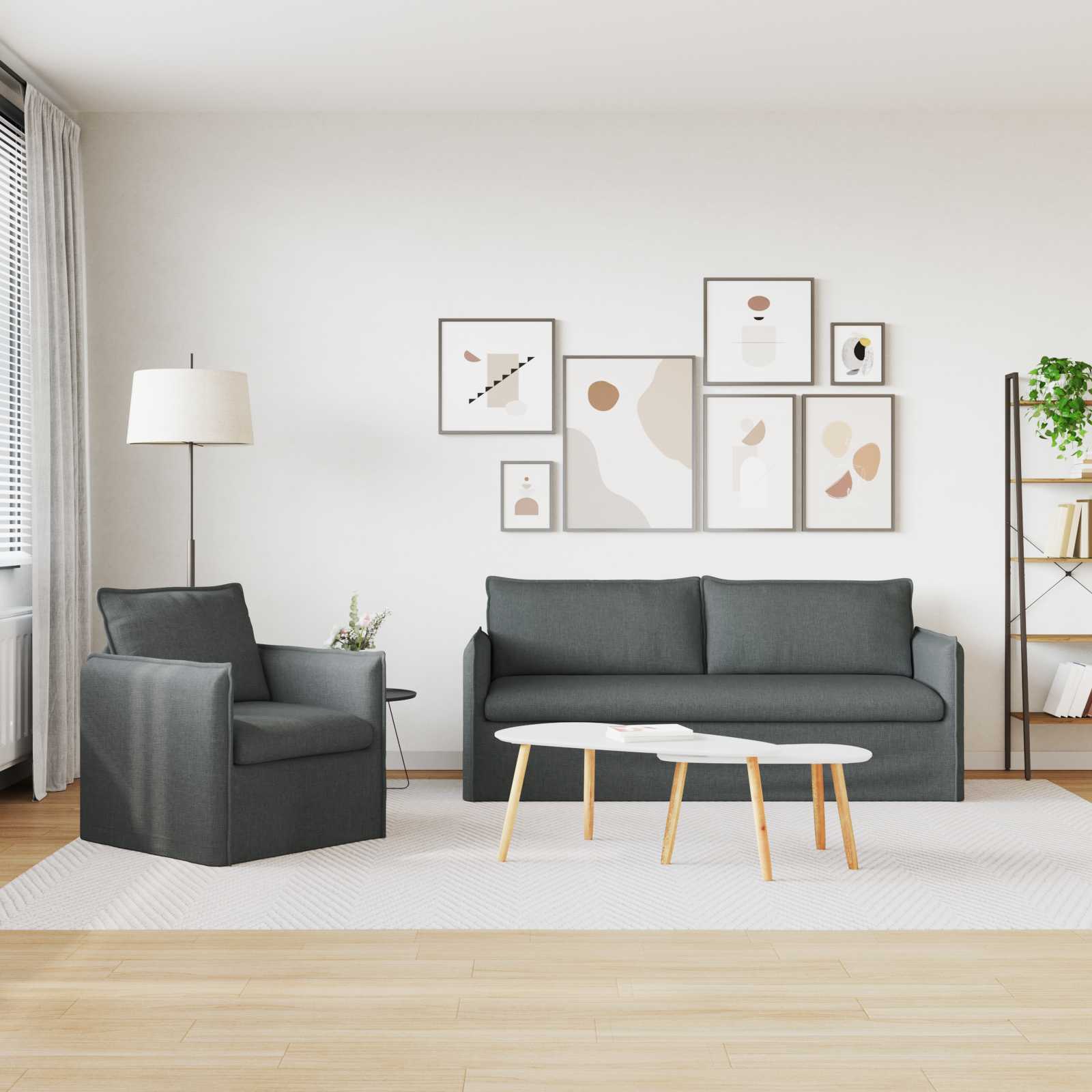 Divano 2 pcs Grigio scuro - homemem39