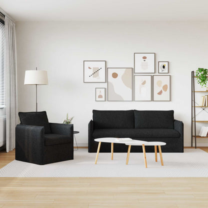 Set di divani 2 pcs Nero 196 x 82 x 85 cm Tessuto