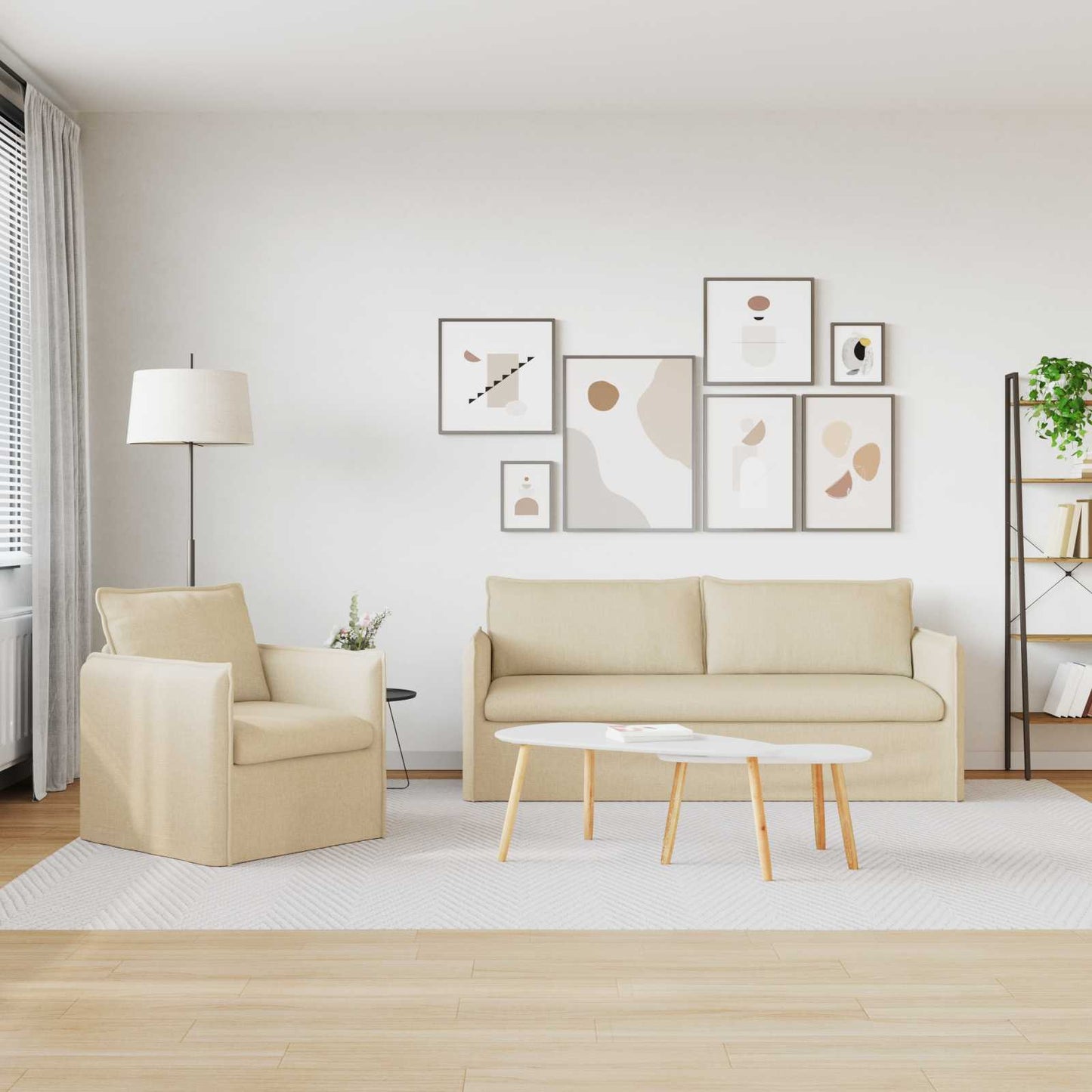 Set di divani 2 pcs Crema 196 x 82 x 85 cm Tessuto