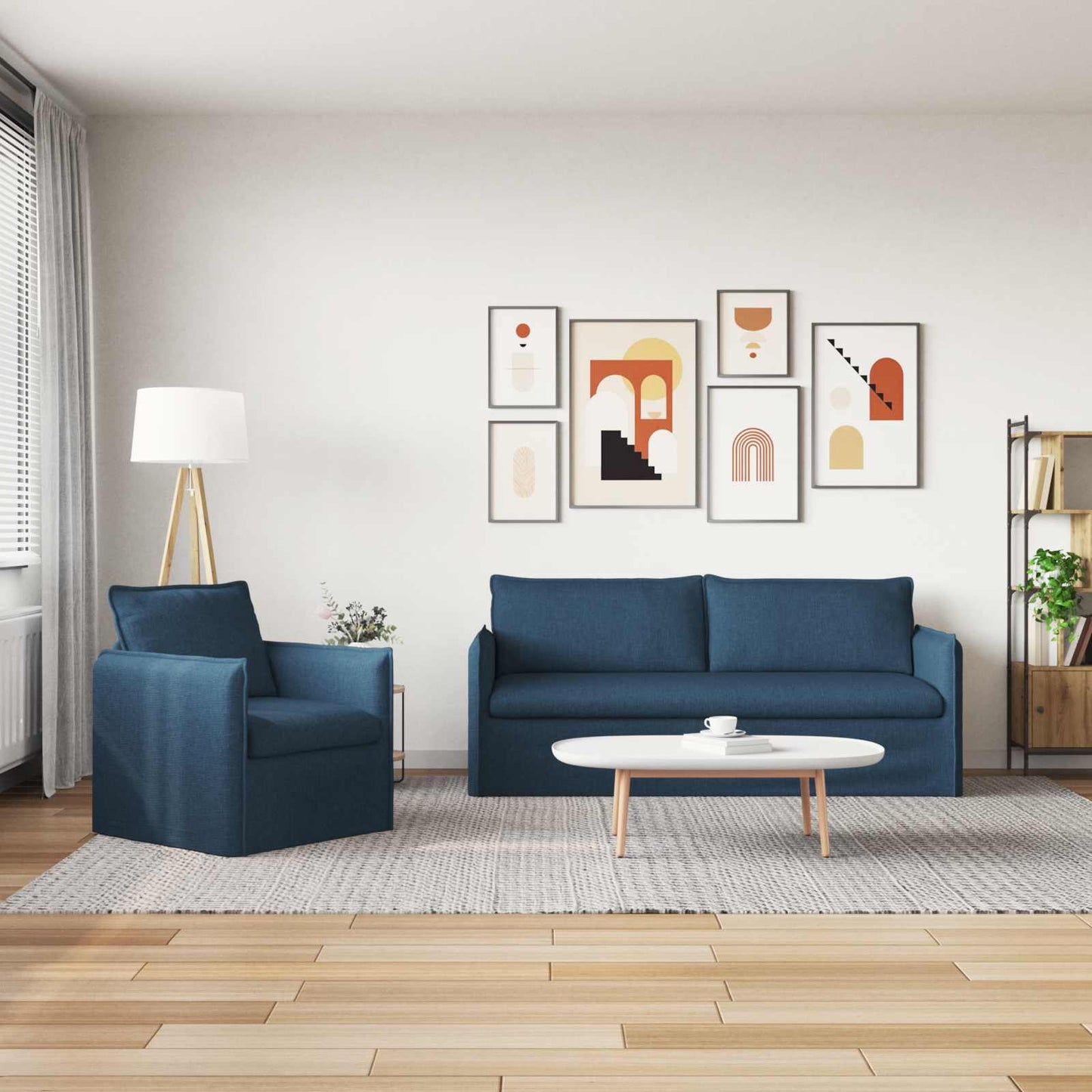 Set di divani 2 pcs Blu 196 x 82 x 85 cm Tessuto
