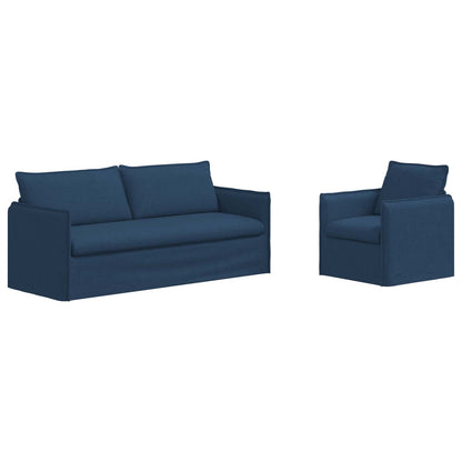 Set di divani 2 pcs Blu 196 x 82 x 85 cm Tessuto