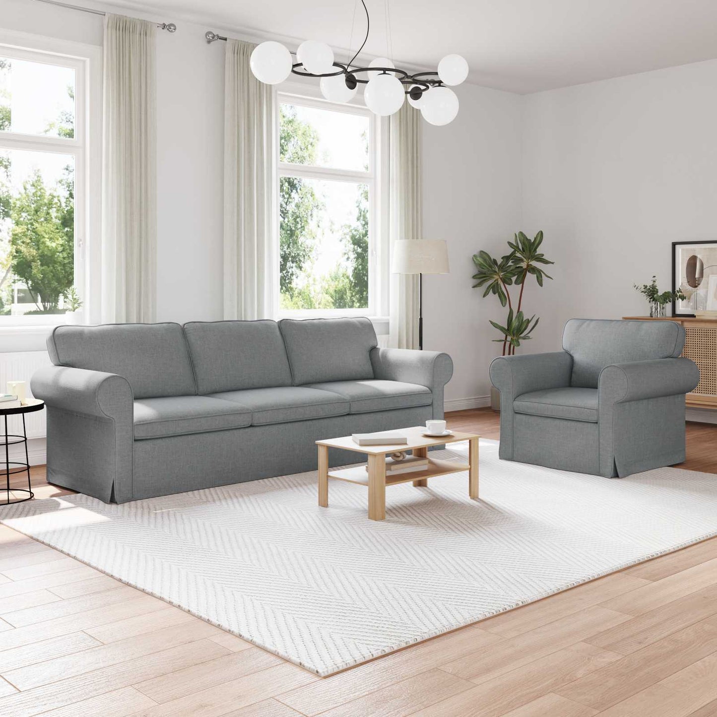 Set di divani 2 pcs Grigio chiaro 245 x 82 x 80 cm Tessuto | homemem39