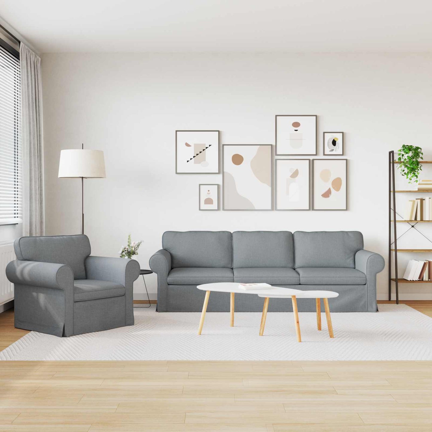 Set di divani 2 pcs Grigio chiaro 245 x 82 x 80 cm Tessuto
