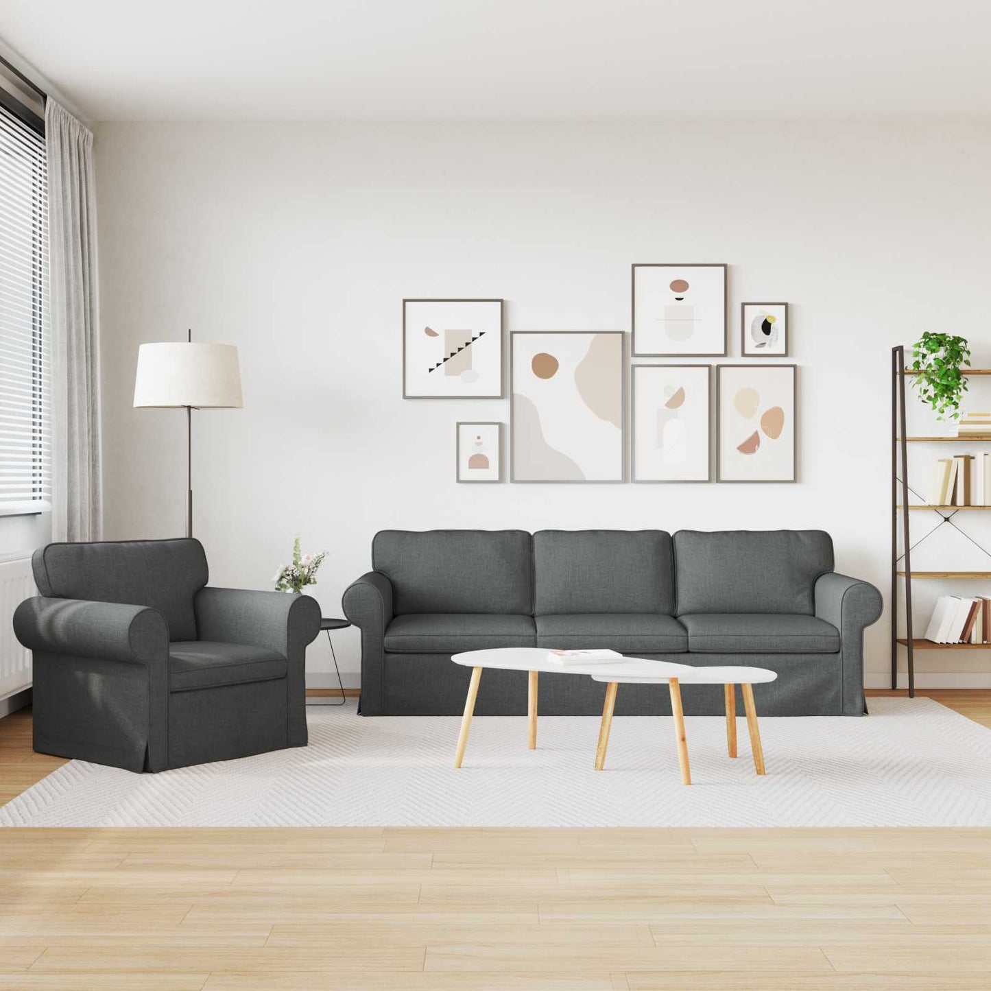 Set di divani 2 pcs Grigio scuro 245 x 82 x 80 cm Tessuto | homemem39