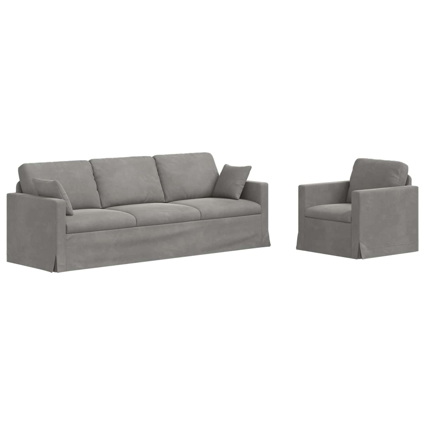 Set di divani 2 pcs Grigio chiaro 228 x 78 x 80 cm Velluto | homemem39