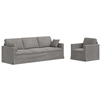 Set di divani 2 pcs Grigio chiaro 228 x 78 x 80 cm Velluto | homemem39