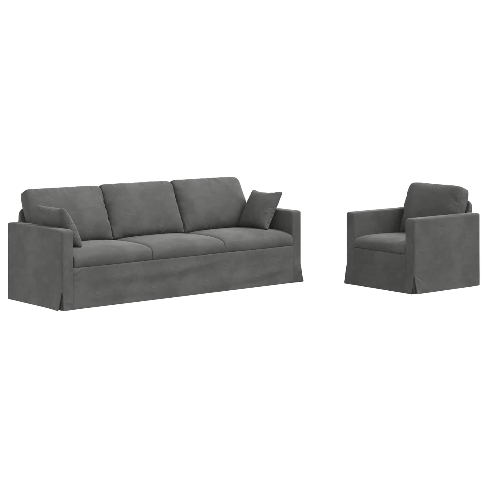 Set di divani 2 pcs Grigio scuro 228 x 78 x 80 cm Velluto | homemem39