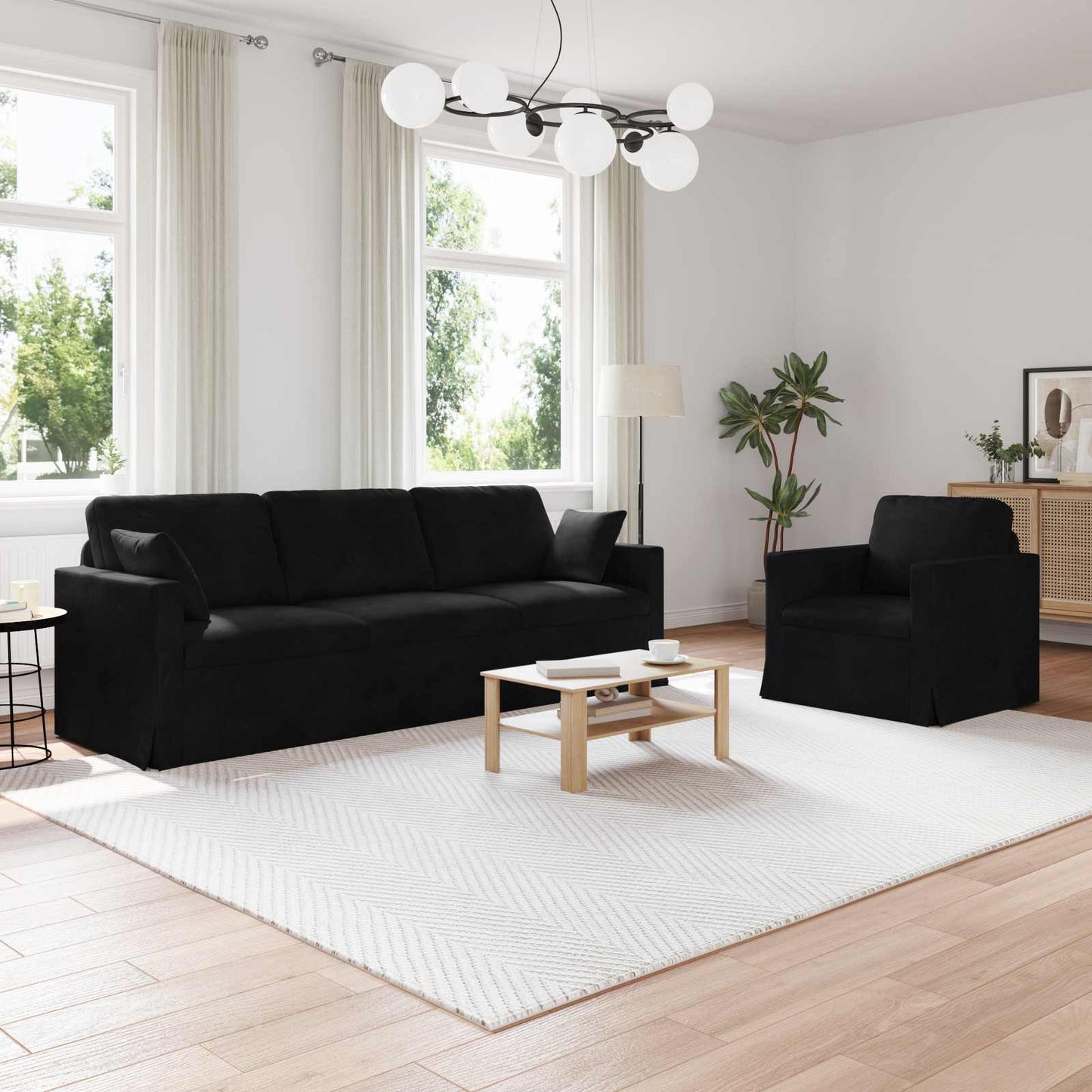 Set di divani 2 pcs Nero Velluto | homemem39