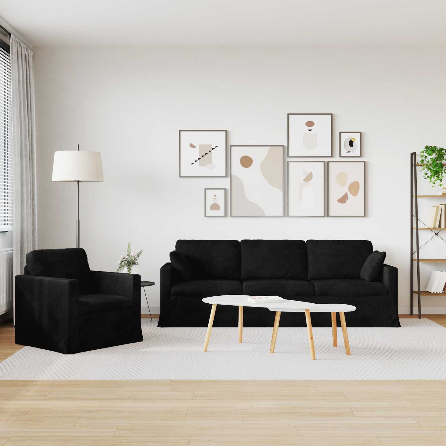 Set di divani 2 pcs Nero Velluto | homemem39
