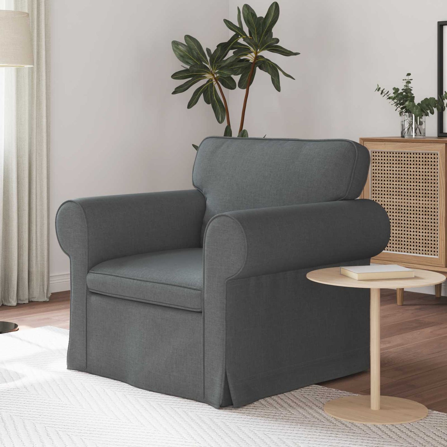 Divano Grigio scuro 95 x 82 x 80 cm Tessuto