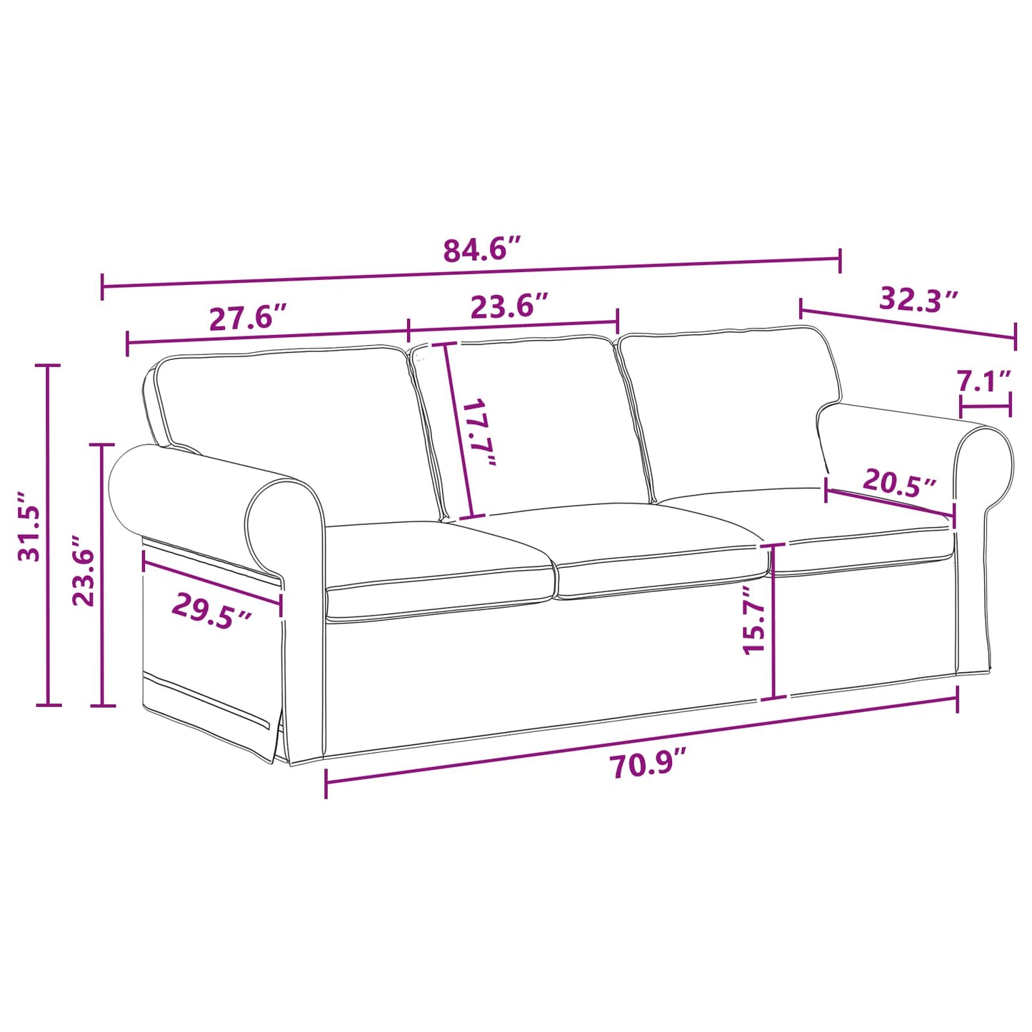 Divano Grigio scuro 215 x 82 x 80 cm Tessuto | homemem39