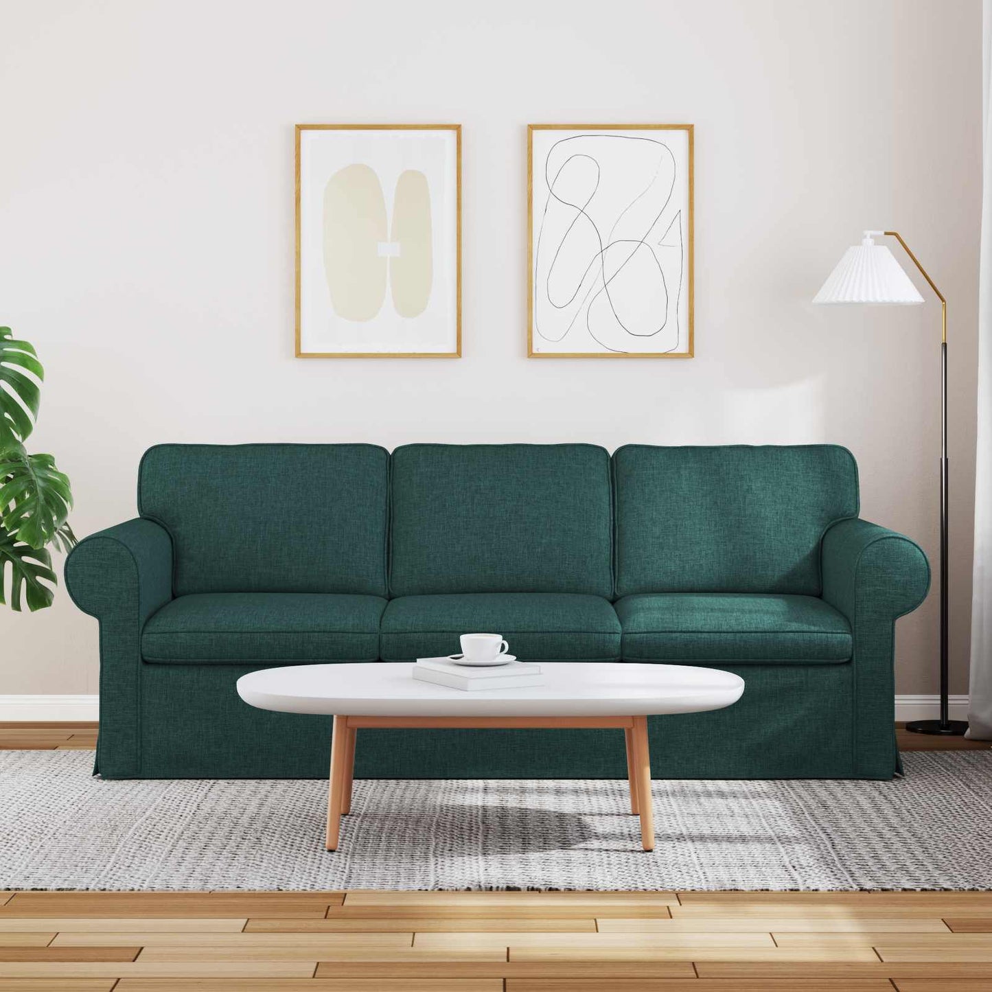 Divano Verde Scuro 215 x 82 x 80 cm Tessuto | homemem39