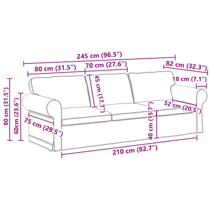 Divano Crema 245 x 82 x 80 cm Tessuto | homemem39