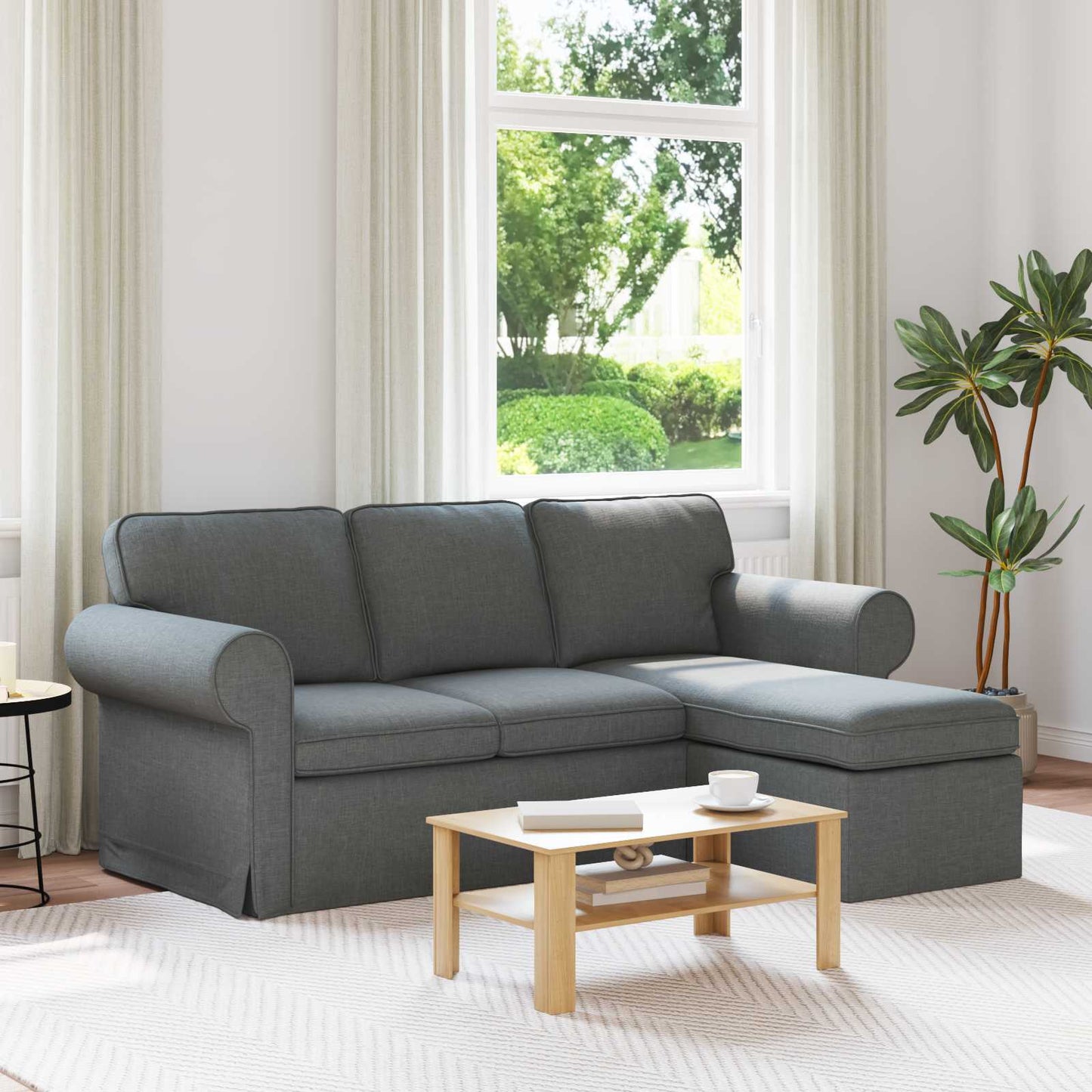Divano Grigio scuro 195 x 138 x 80 cm Tessuto